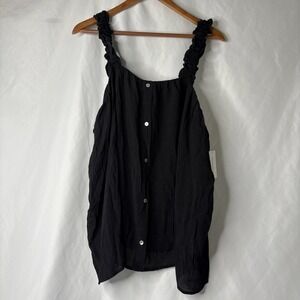 Molly & Isadora Women's‎ 2x  Sleeveless Black Tank Top Blouse Shirt Ruffle NEW